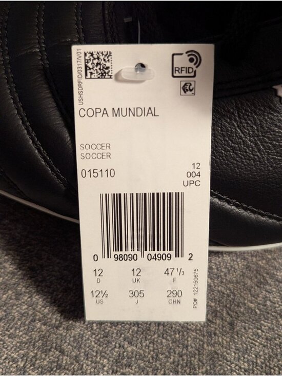 Adidas Copa Mundial Soccer Cleats Size 12.5 Men Black & White Leather Made In Ge main image 4
